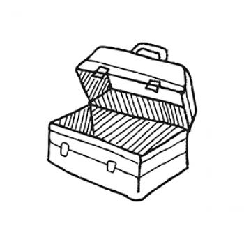 一个打开的金属工具箱的插图